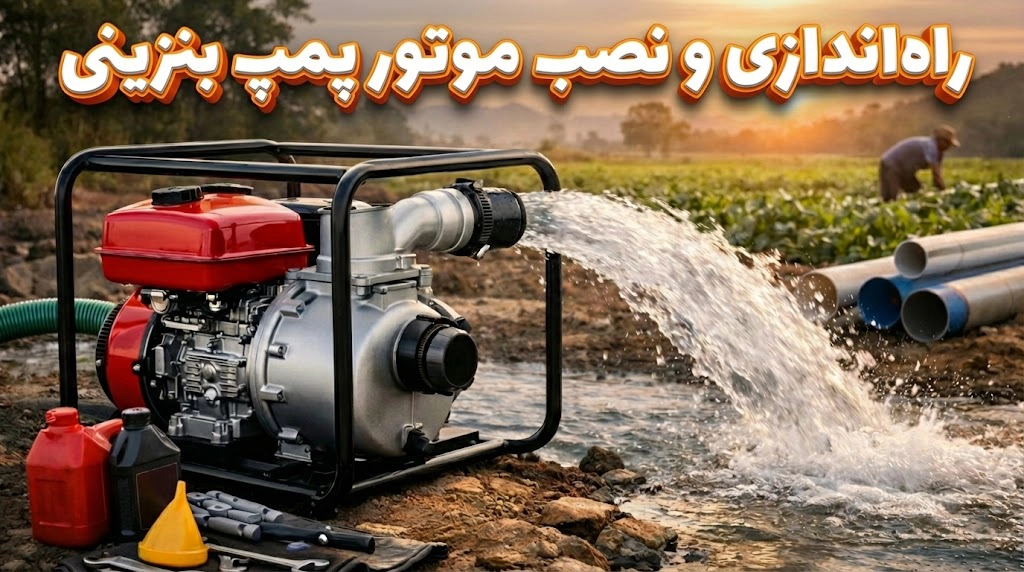 راه‌اندازی و نصب موتور پمپ بنزینی: هواگیری، سوخت، روغن و نکات ایمنی